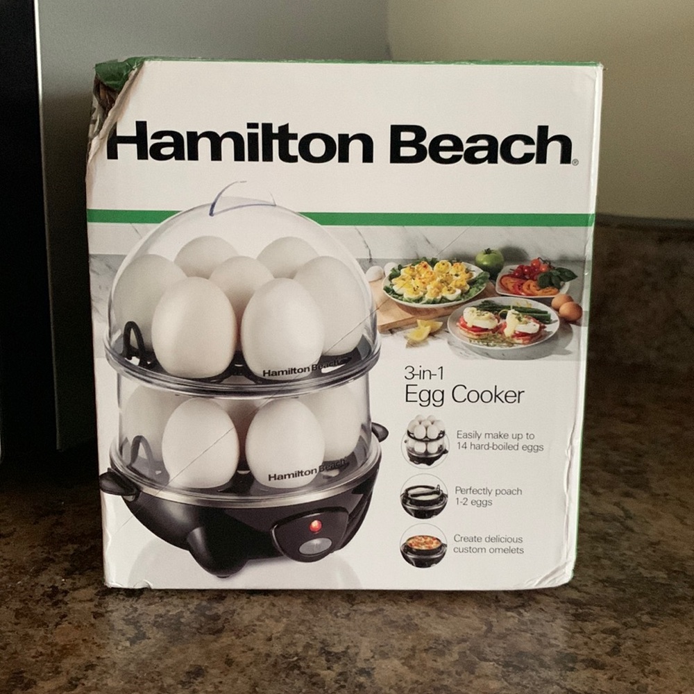 Hamilton Beach 3 in 1 egg cooker.  Brand new in box